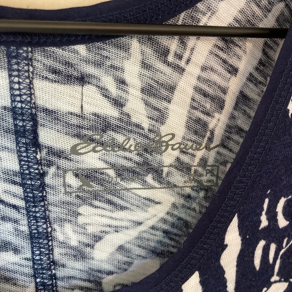 Eddie Bauer Knit Floral Navy Maxi Dress Petite S NWT - Picture 5 of 5